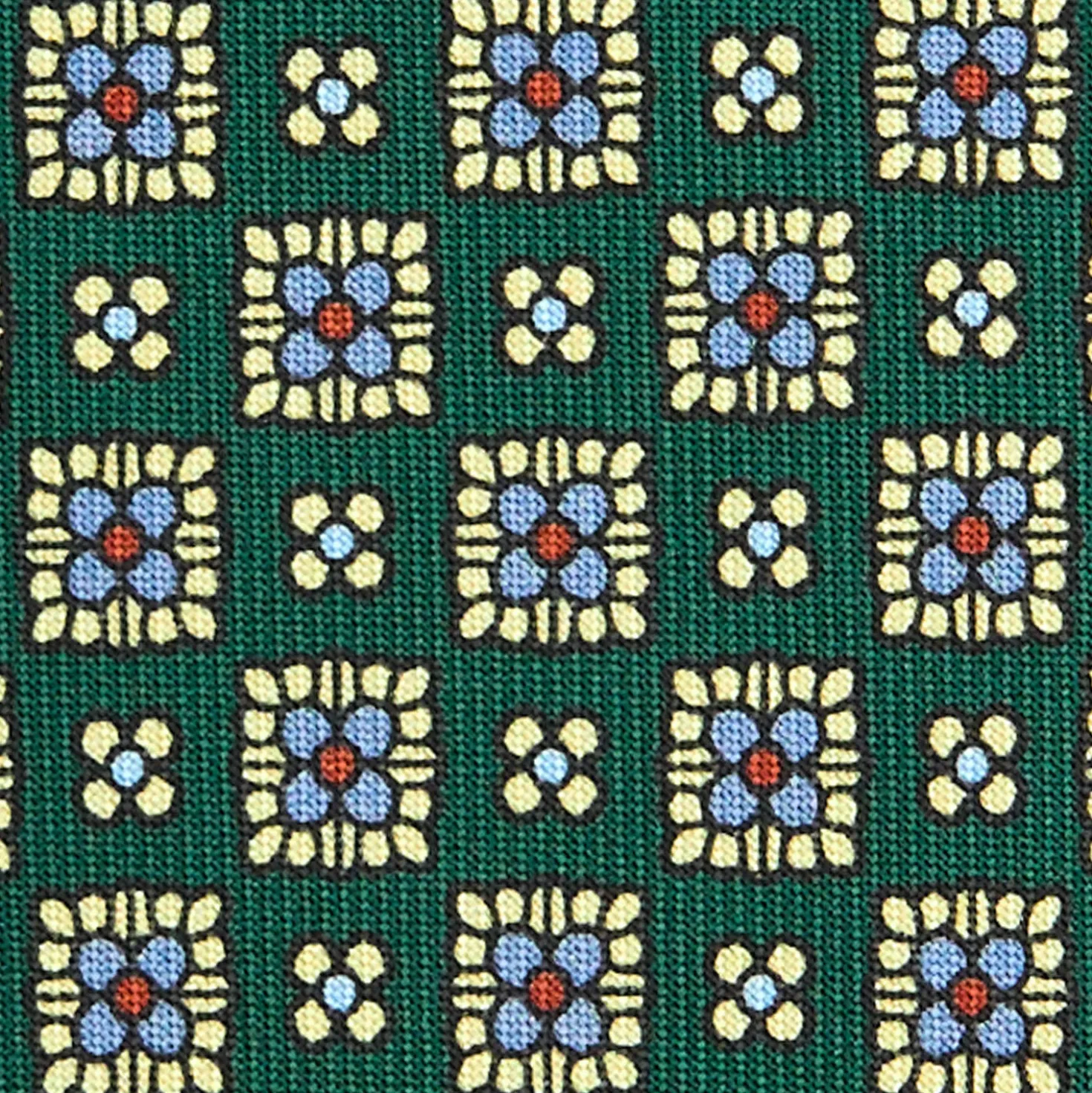 CRAVATTA SARTORIALE CLASSICA IN SETA VERDE SCURO Microfantasia fiore