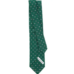 CRAVATTA SARTORIALE CLASSICA IN SETA VERDE SCURO Microfantasia fiore