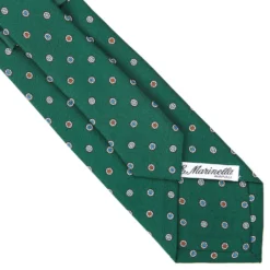 CRAVATTA SARTORIALE CLASSICA IN SETA VERDE SCURO Microfantasia fiore