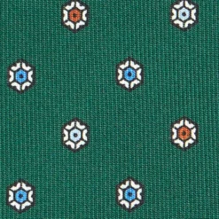 CRAVATTA SARTORIALE CLASSICA IN SETA VERDE SCURO Microfantasia fiore