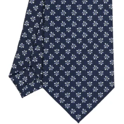 CRAVATTA SARTORIALE CLASSICA IN SETA BLU SCURO Microfantasia fiore