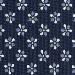 CRAVATTA SARTORIALE CLASSICA IN SETA BLU SCURO Microfantasia fiore