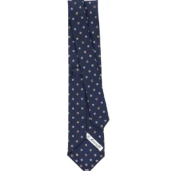CRAVATTA SARTORIALE CLASSICA IN SETA BLU SCURO Microfantasia fiore