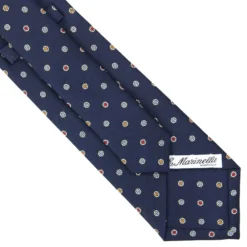 CRAVATTA SARTORIALE CLASSICA IN SETA BLU SCURO Microfantasia fiore