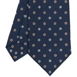 CRAVATTA SARTORIALE CLASSICA IN SETA BLU SCURO Microfantasia fiore