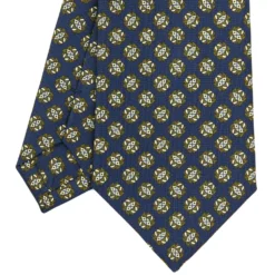 CRAVATTA SARTORIALE CLASSICA IN SETA BLU SCURO Microfantasia fiore