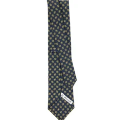 CRAVATTA SARTORIALE CLASSICA IN SETA BLU SCURO Microfantasia fiore