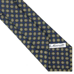 CRAVATTA SARTORIALE CLASSICA IN SETA BLU SCURO Microfantasia fiore