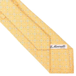 CRAVATTA SARTORIALE CLASSICA IN SETA GIALLA Microfantasia fiore