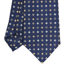 CRAVATTA SARTORIALE CLASSICA IN SETA BLU SCURO Microfantasia fiore