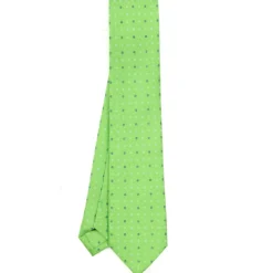 CRAVATTA SARTORIALE CLASSICA IN SETA VERDE CHIARO Microfantasia fiore
