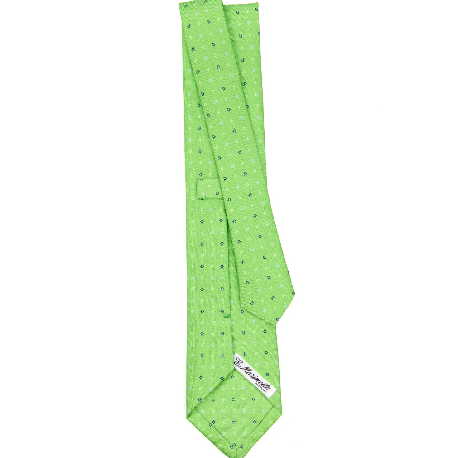 CRAVATTA SARTORIALE CLASSICA IN SETA VERDE CHIARO Microfantasia fiore