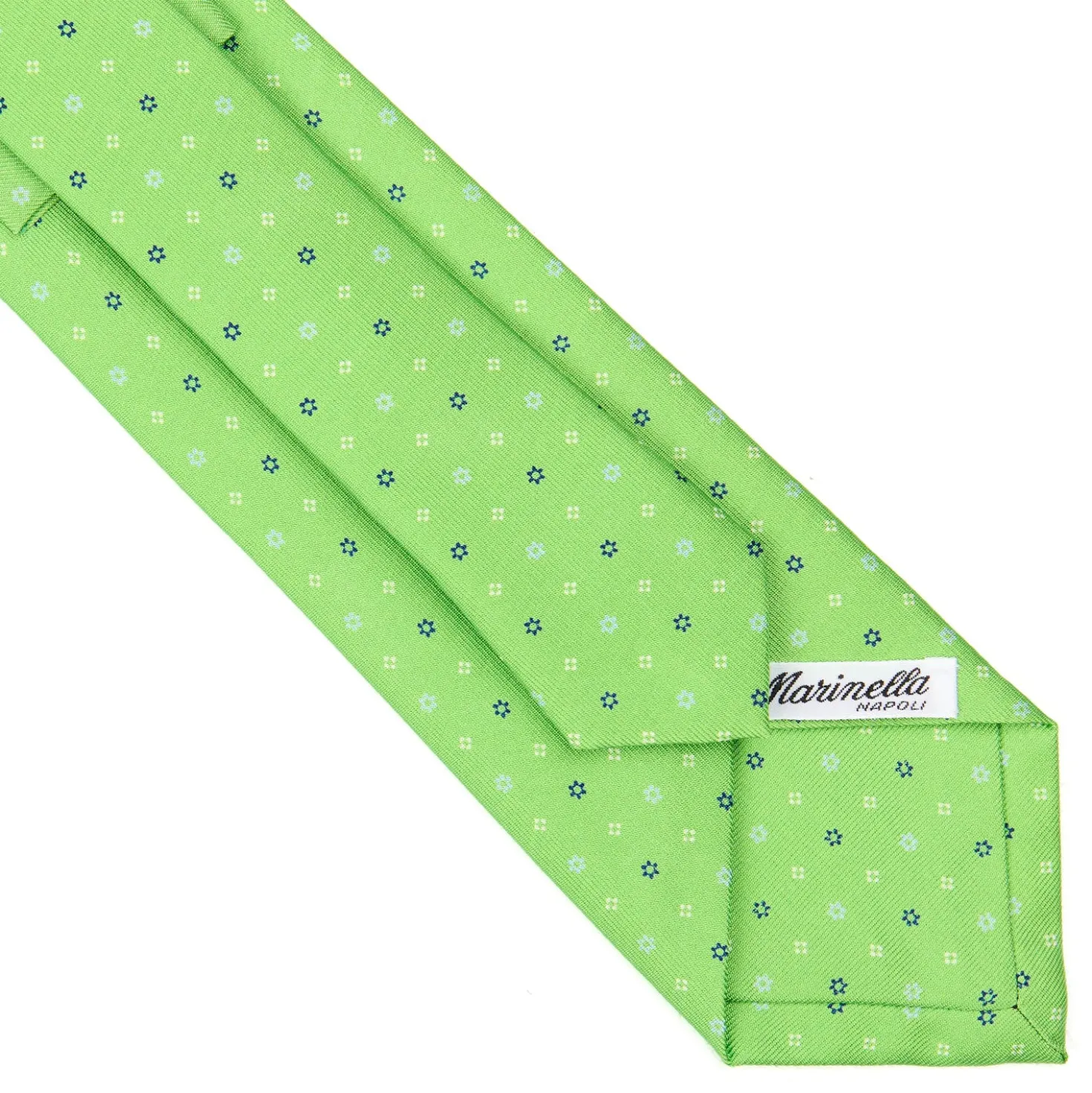 CRAVATTA SARTORIALE CLASSICA IN SETA VERDE CHIARO Microfantasia fiore