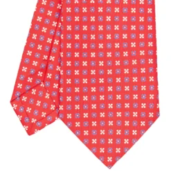 CRAVATTA SARTORIALE CLASSICA IN SETA ROSSA Microfantasia fiore