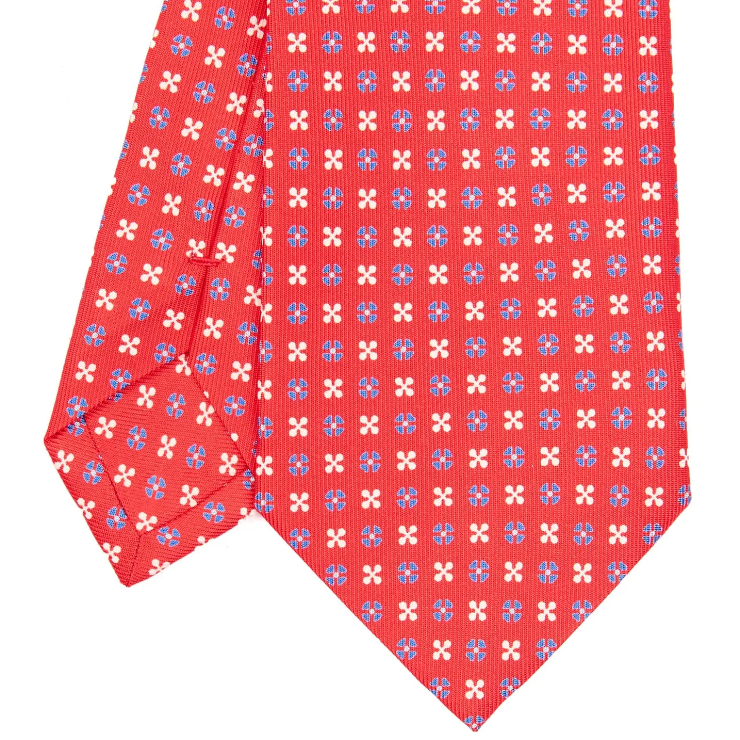 CRAVATTA SARTORIALE CLASSICA IN SETA ROSSA Microfantasia fiore