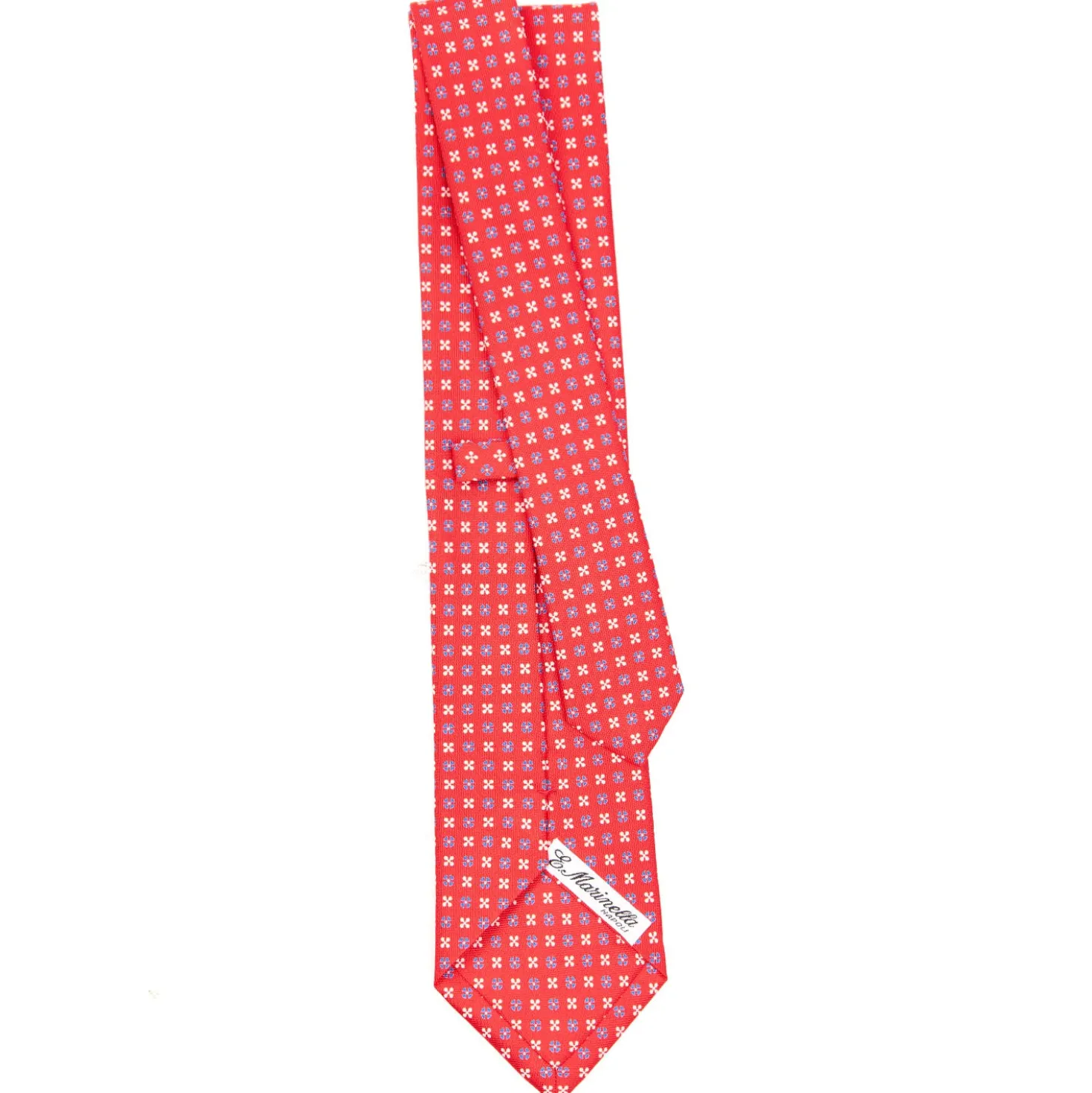 CRAVATTA SARTORIALE CLASSICA IN SETA ROSSA Microfantasia fiore