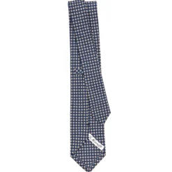 CRAVATTA SARTORIALE CLASSICA IN SETA BLU SCURO Microfantasia fiore