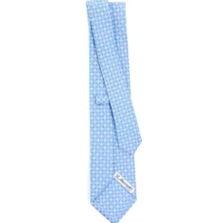 CRAVATTA SARTORIALE CLASSICA IN SETA AZZURRA Microfantasia fiore
