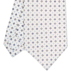CRAVATTA SARTORIALE CLASSICA IN SETA BIANCA Microfantasia fiore