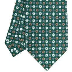 CRAVATTA SARTORIALE CLASSICA IN SETA VERDE SCURO Microfantasia fiore