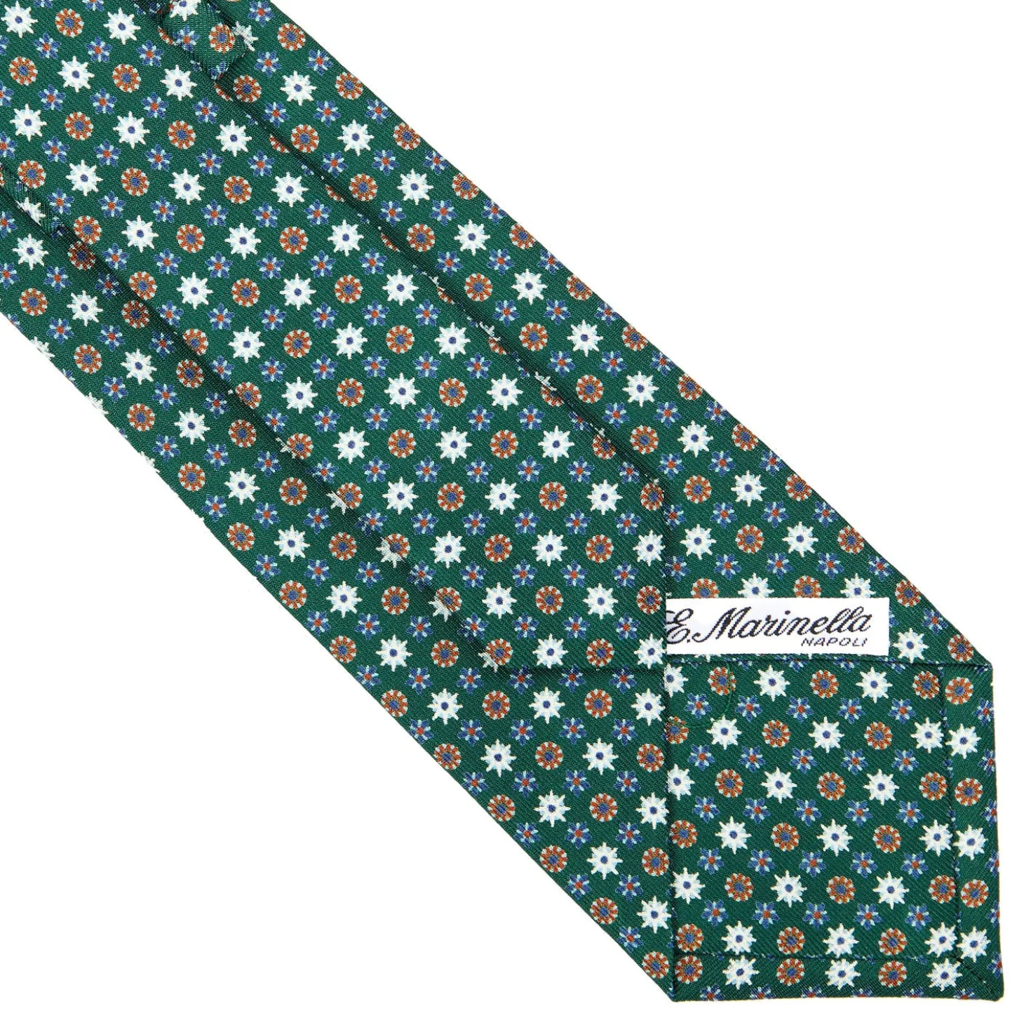 CRAVATTA SARTORIALE CLASSICA IN SETA VERDE SCURO Microfantasia fiore