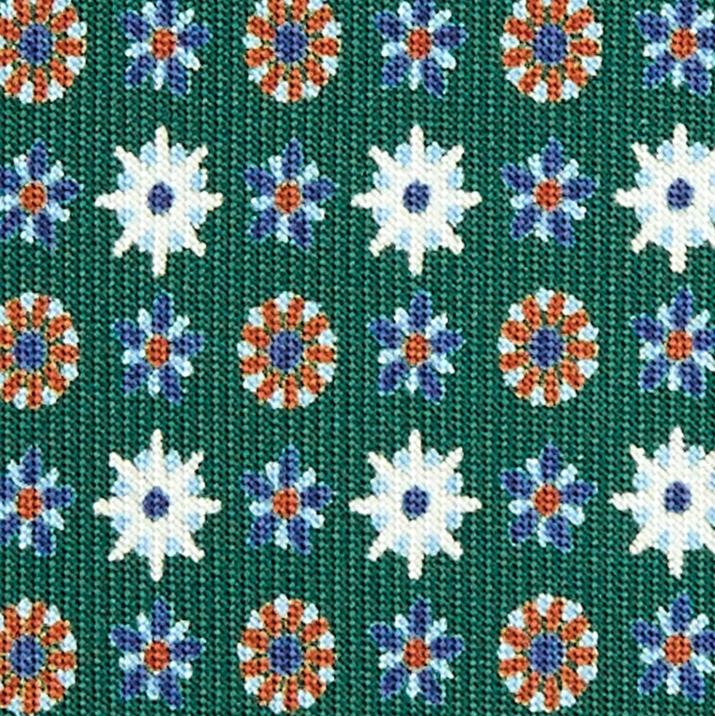 CRAVATTA SARTORIALE CLASSICA IN SETA VERDE SCURO Microfantasia fiore
