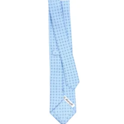 CRAVATTA SARTORIALE CLASSICA IN SETA AZZURRA Microfantasia fiore