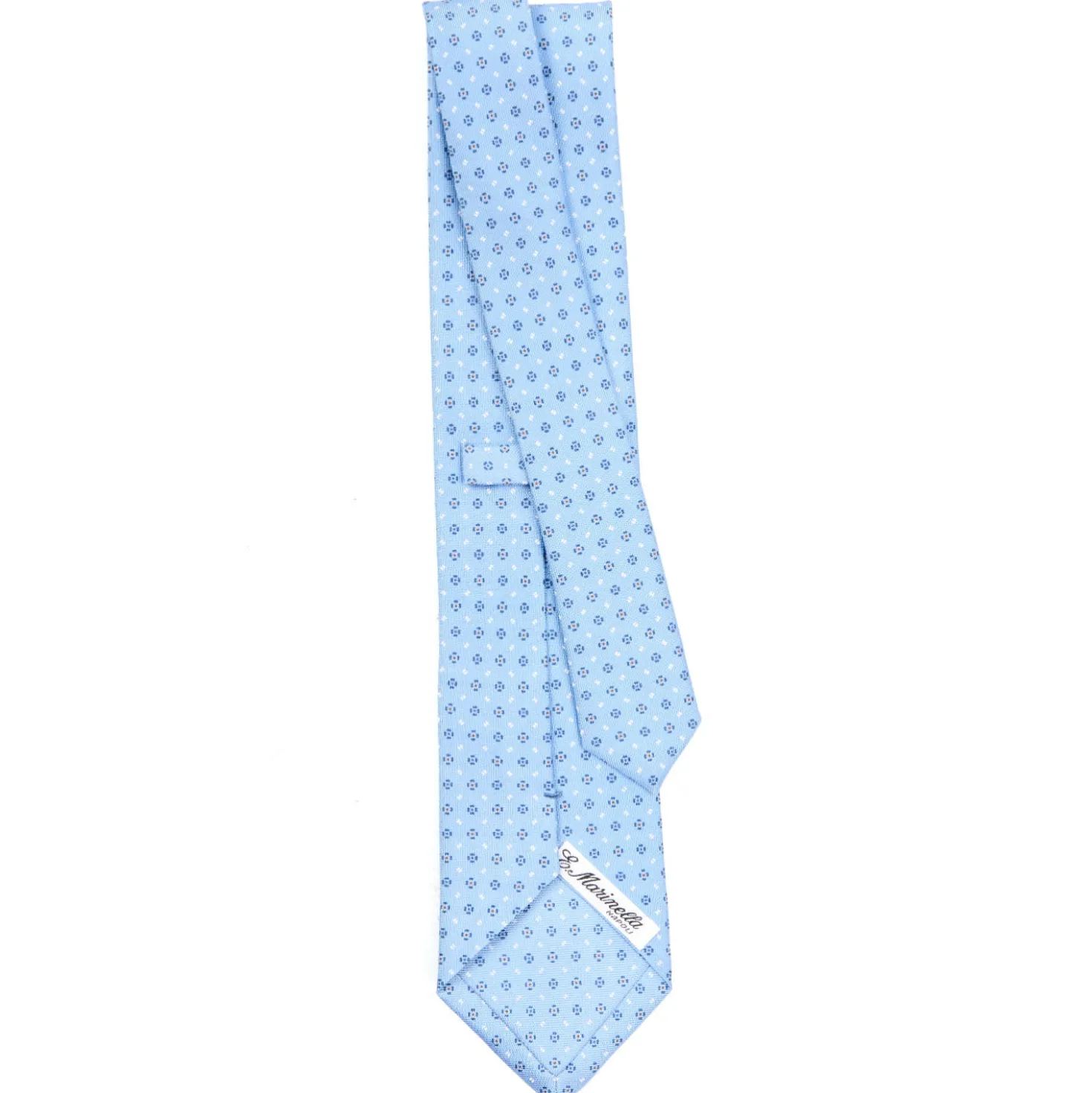 CRAVATTA SARTORIALE CLASSICA IN SETA AZZURRA Microfantasia fiore