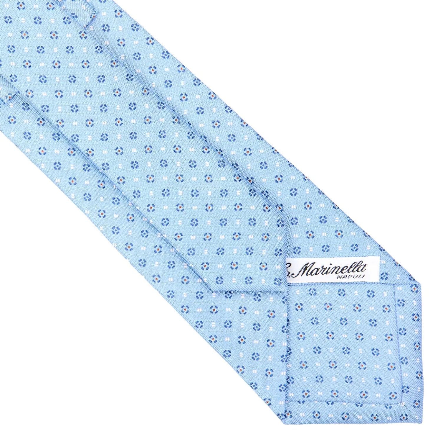 CRAVATTA SARTORIALE CLASSICA IN SETA AZZURRA Microfantasia fiore