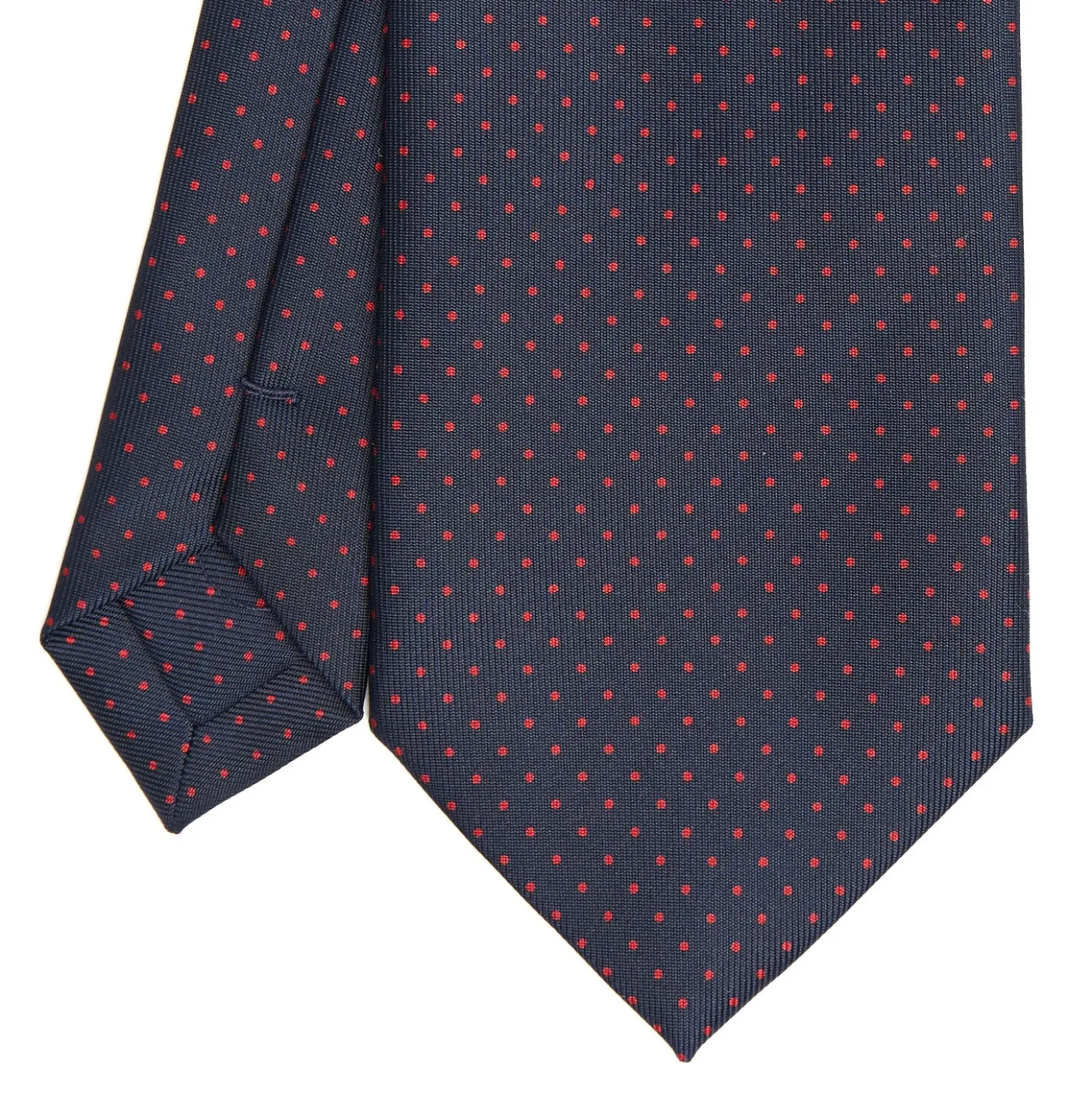 CRAVATTA SARTORIALE CLASSICA IN SETA BLU SCURO Pois