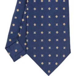 CRAVATTA SARTORIALE CLASSICA IN SETA BLU SCURO Microfantasia fiore