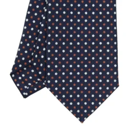 CRAVATTA SARTORIALE CLASSICA IN SETA BLU SCURO Microfantasia fiore