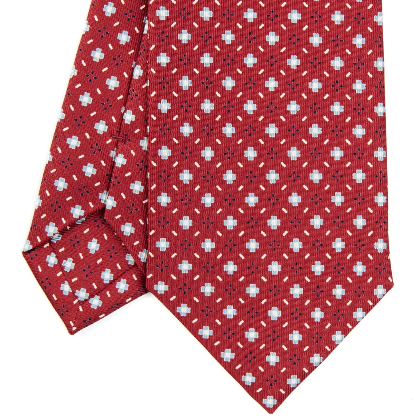 CRAVATTA SARTORIALE CLASSICA IN SETA BORDEAUX Microfantasia fiore