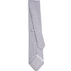 CRAVATTA SARTORIALE CLASSICA IN SETA GRIGIO CHIARO Microfantasia fiore