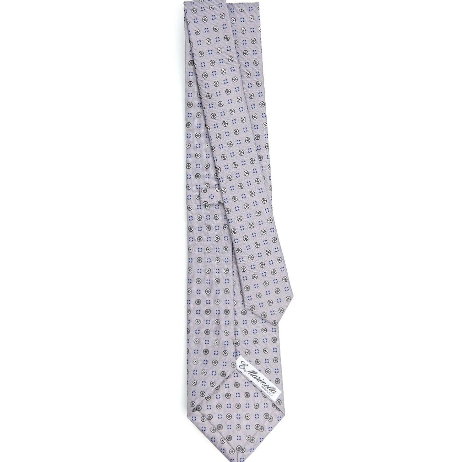 CRAVATTA SARTORIALE CLASSICA IN SETA GRIGIO CHIARO Microfantasia fiore