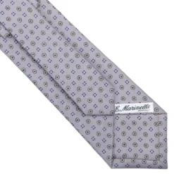 CRAVATTA SARTORIALE CLASSICA IN SETA GRIGIO CHIARO Microfantasia fiore
