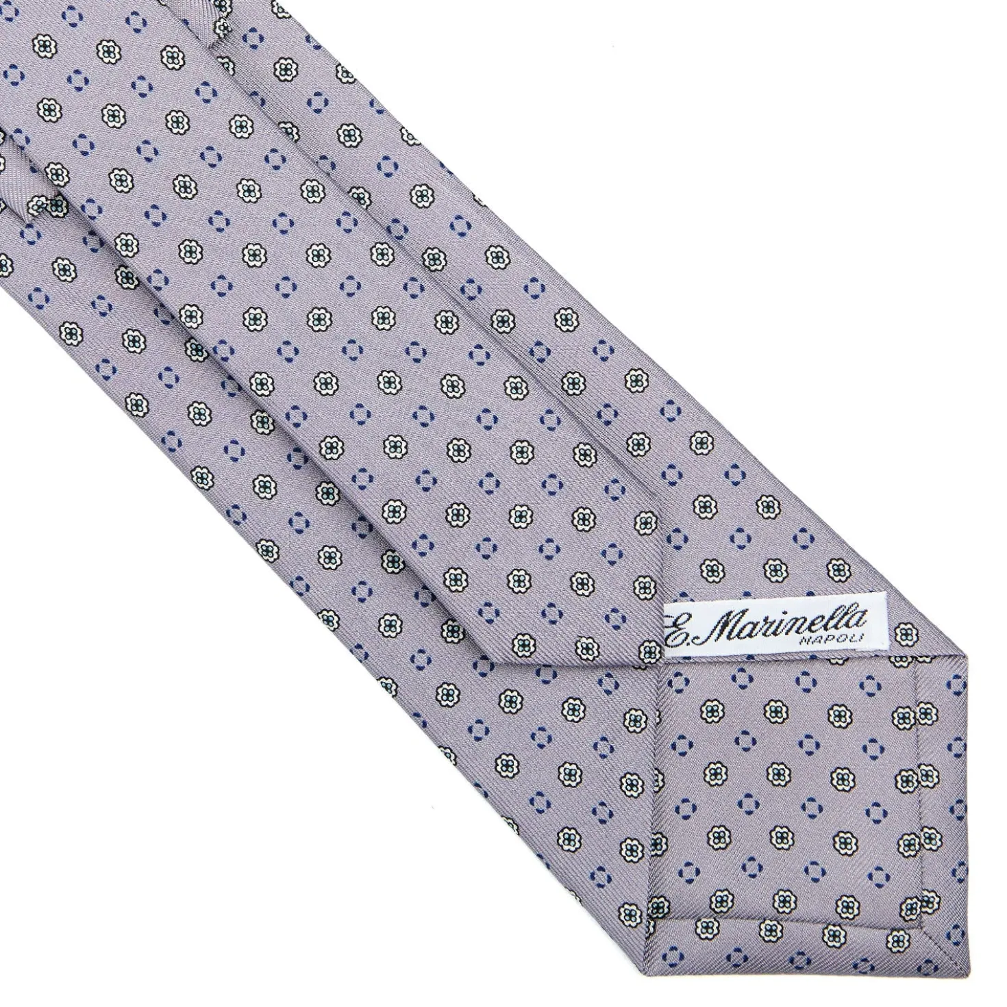 CRAVATTA SARTORIALE CLASSICA IN SETA GRIGIO CHIARO Microfantasia fiore