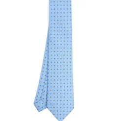 CRAVATTA SARTORIALE CLASSICA IN SETA AZZURRA Microfantasia fiore