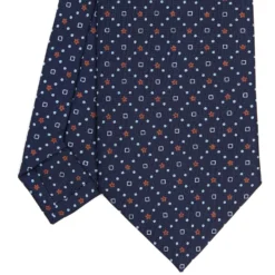CRAVATTA SARTORIALE CLASSICA IN SETA BLU SCURO Microfantasia fiore