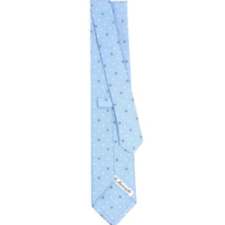 CRAVATTA SARTORIALE CLASSICA IN SETA AZZURRA Microfantasia fiore