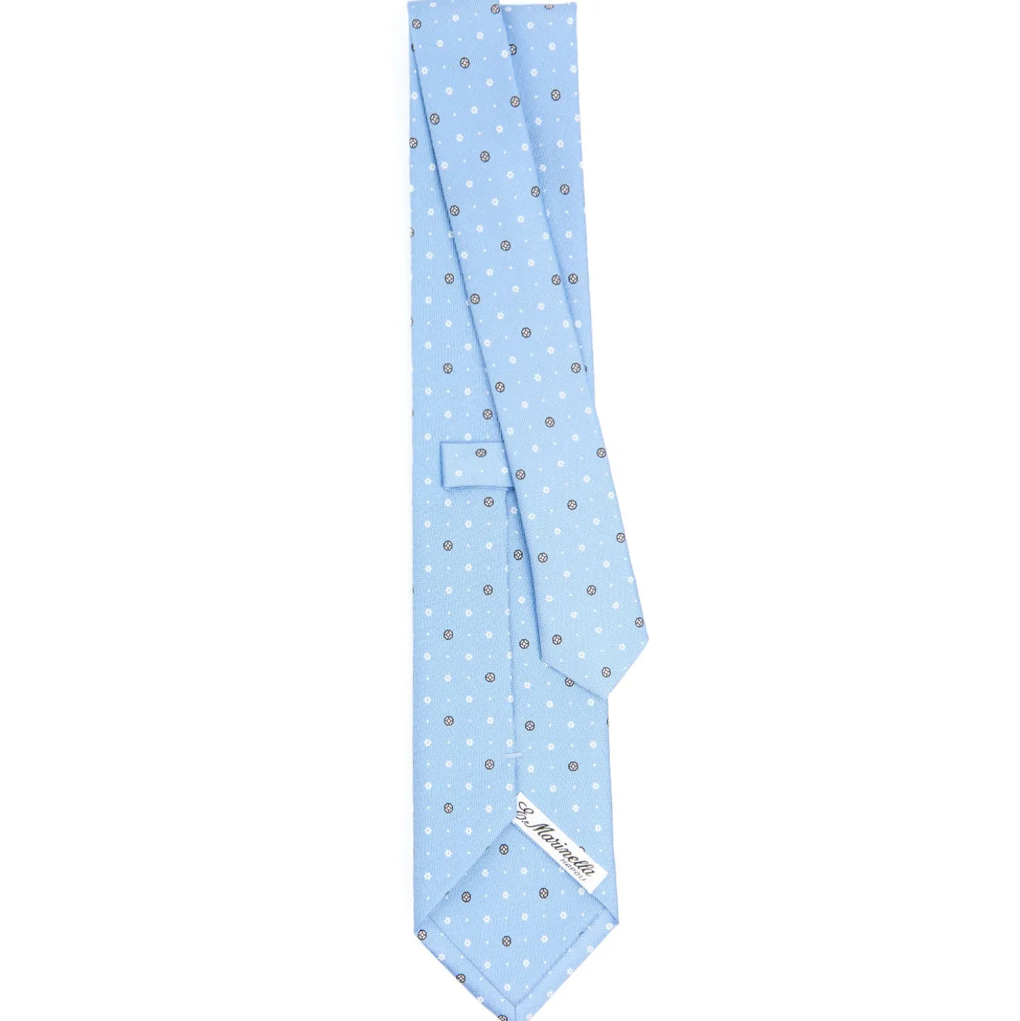 CRAVATTA SARTORIALE CLASSICA IN SETA AZZURRA Microfantasia fiore