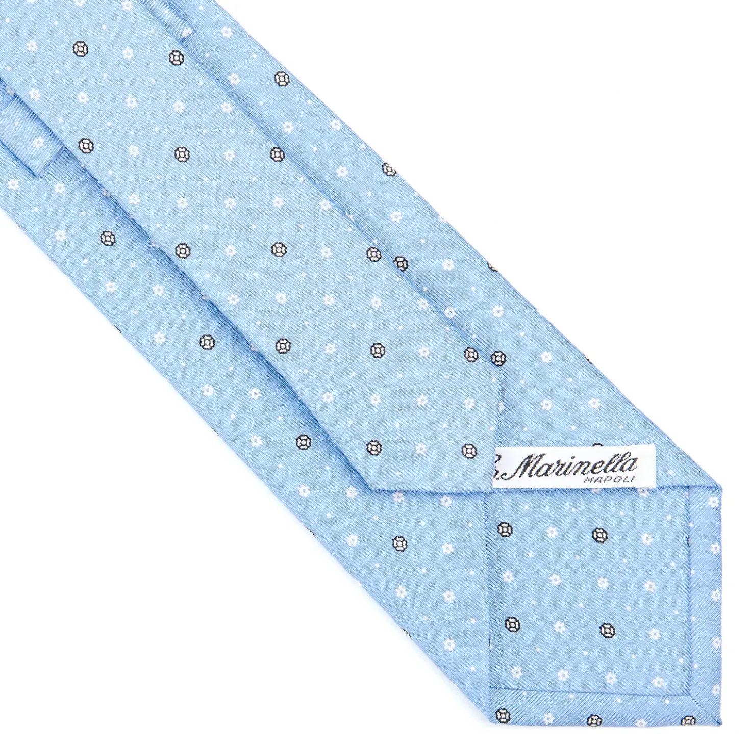 CRAVATTA SARTORIALE CLASSICA IN SETA AZZURRA Microfantasia fiore