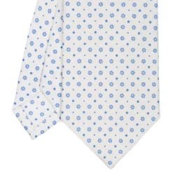 CRAVATTA SARTORIALE CLASSICA IN SETA BIANCA Microfantasia fiore