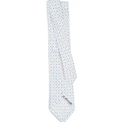 CRAVATTA SARTORIALE CLASSICA IN SETA BIANCA Microfantasia fiore