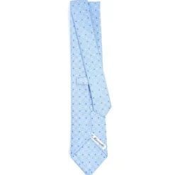CRAVATTA SARTORIALE CLASSICA IN SETA AZZURRA Microfantasia fiore