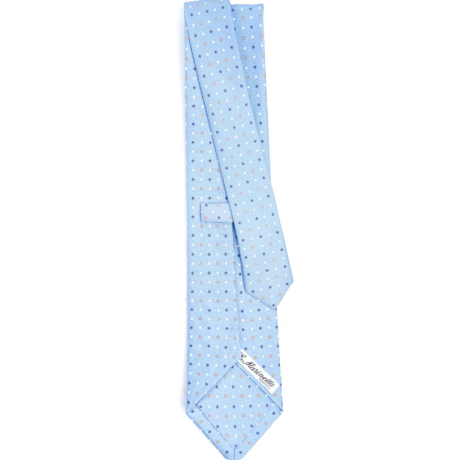 CRAVATTA SARTORIALE CLASSICA IN SETA AZZURRA Microfantasia fiore