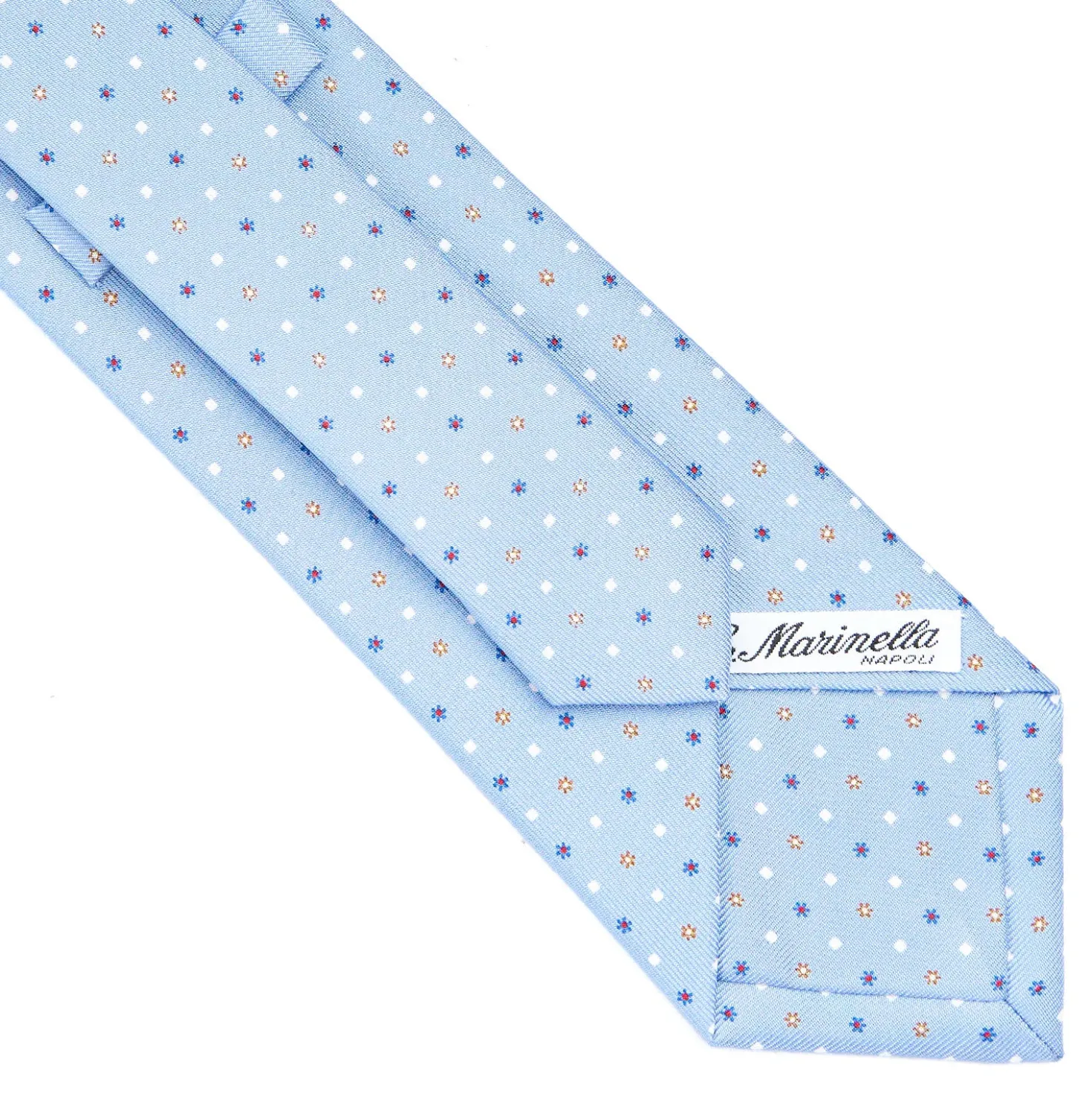 CRAVATTA SARTORIALE CLASSICA IN SETA AZZURRA Microfantasia fiore
