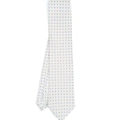 CRAVATTA SARTORIALE CLASSICA IN SETA BIANCA Microfantasia fiore