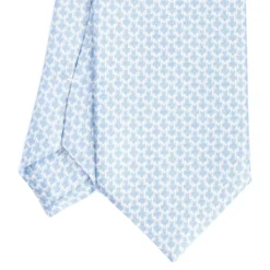 CRAVATTA SARTORIALE CLASSICA IN SETA AZZURRA Microfantasia m geometrica