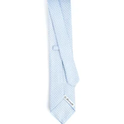 CRAVATTA SARTORIALE CLASSICA IN SETA AZZURRA Microfantasia m geometrica